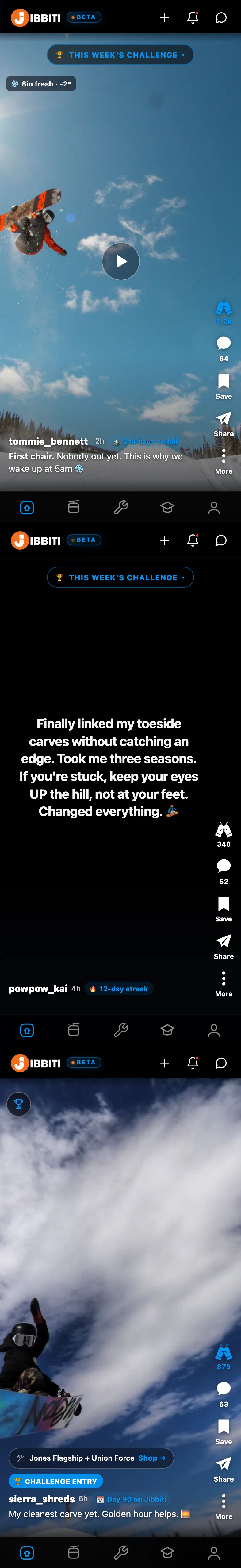 The Jibbiti feed, scrolling